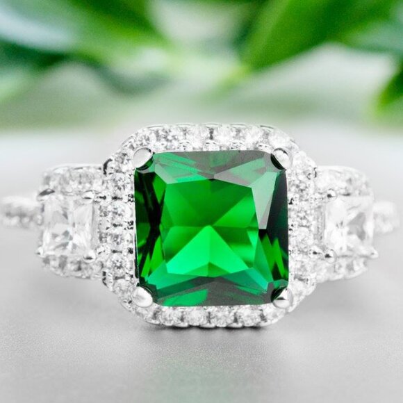 Emerald Green Gemstone Ring, real 925 Sterling Silver Charmed Aroma Size 7 BP - Picture 4 of 4
